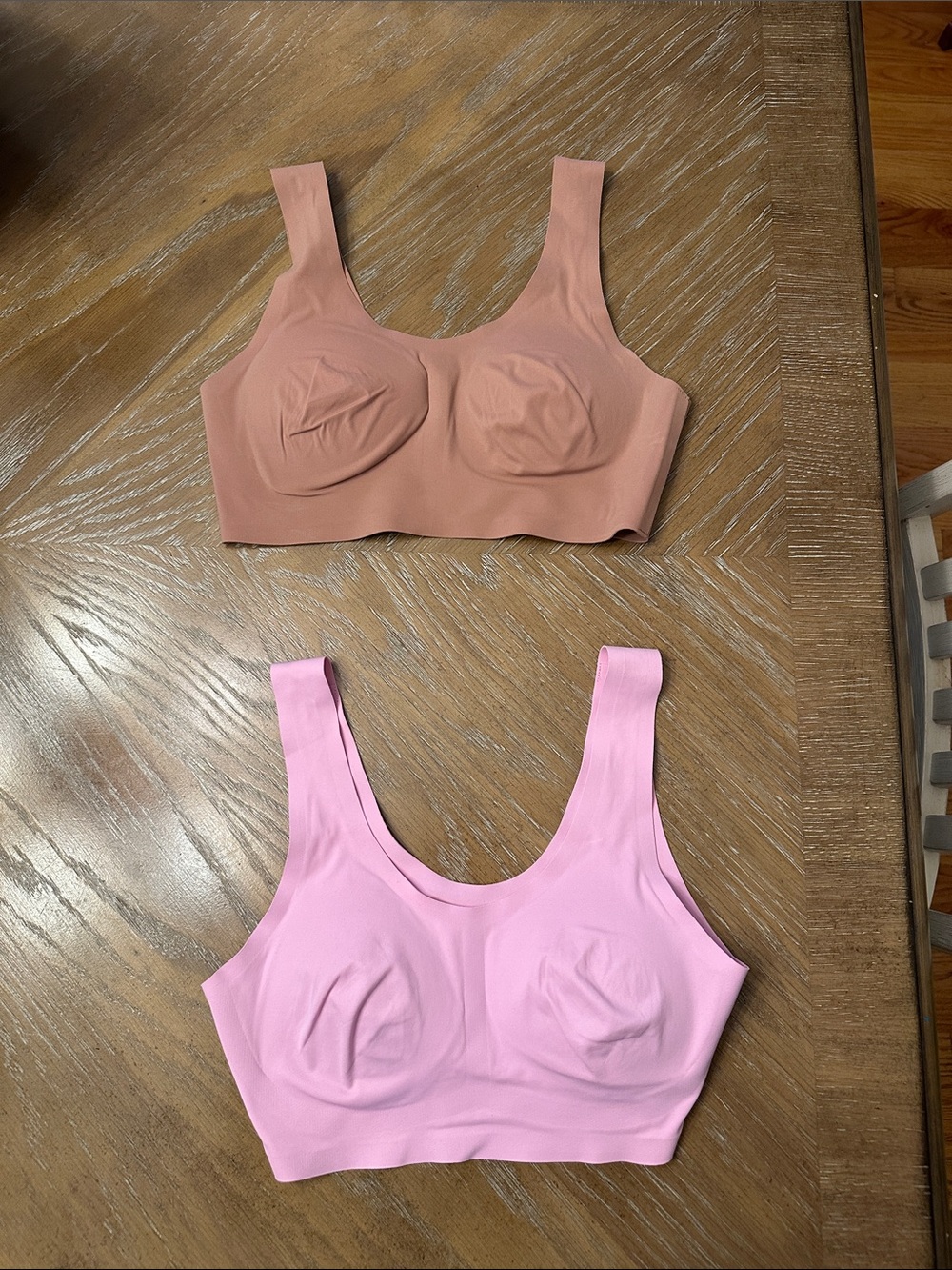 aerie Seamless Scoop Bralette Set in Mauve and Pink